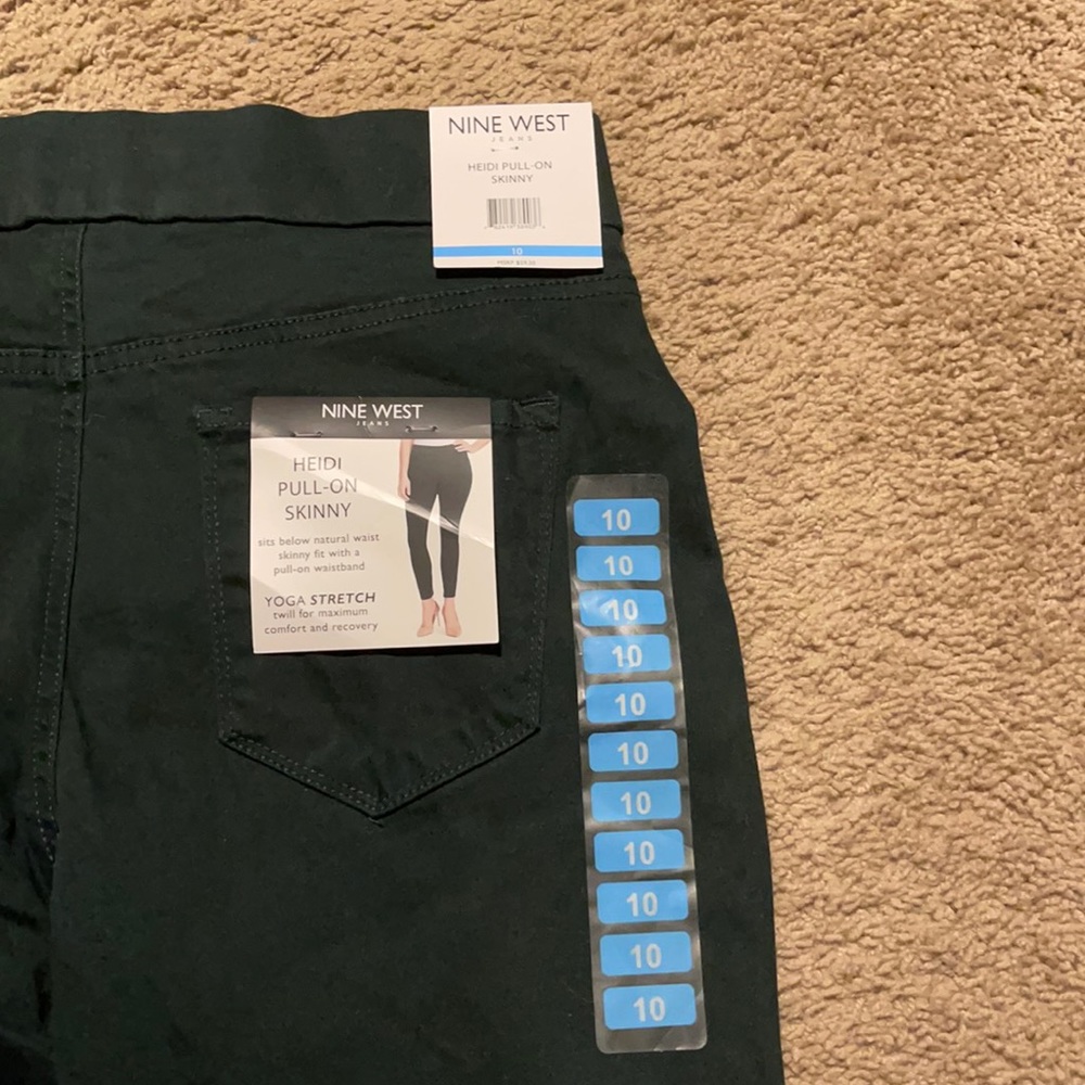 Nine West Dark Green Heidi Pull-on Skinny Jeans